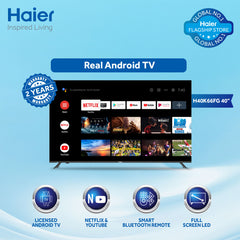 Haier 40" K66 Full HD Android TV - FREE SHIPPING – Android 11, Dolby Audio, 1920x1080 Resolution, 3 HDMI Ports