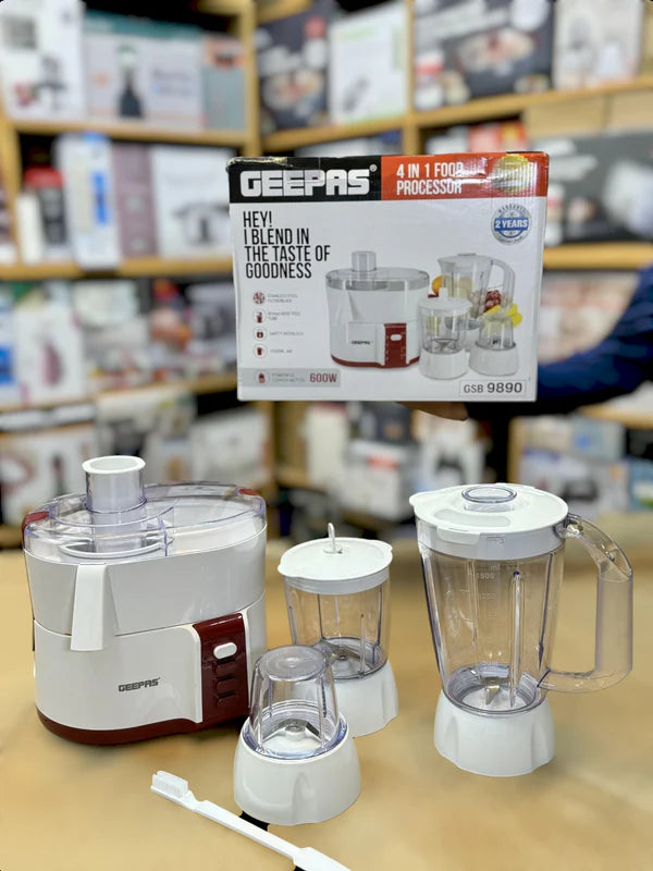 4-in-1 Juicer, Blender, Mill & Mixture –Geepas  Model 9890 with 2-Year Warranty