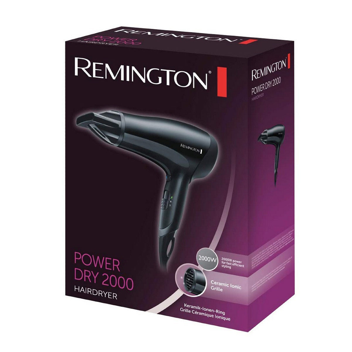 Hair Dryer – Powerful and Efficient Drying for All Hair Types- Remington 2000